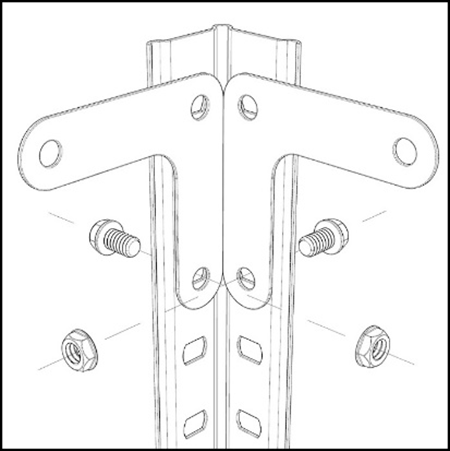 Схема установки уголков жесткости в верхней части стойки