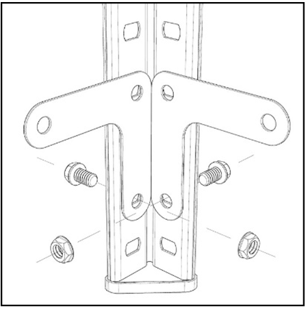 Схема установки уголков жесткости в нижней части стойки
