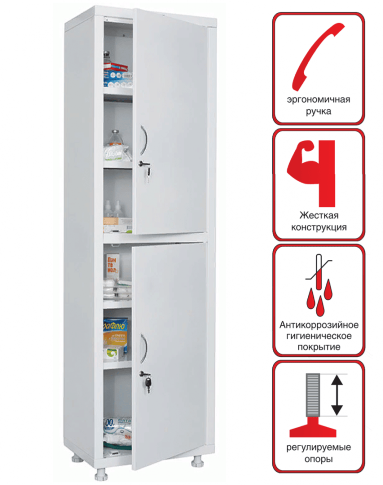 Медицинский шкаф HILFE МД 1 1657/SS Медицинский шкаф HILFE МД 1 1657/SS