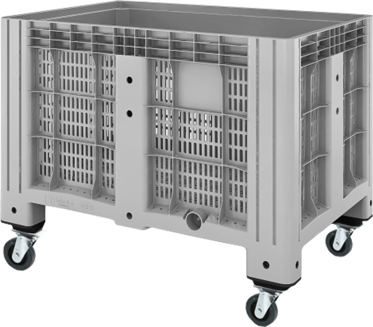 Контейнер 1200х800х913 мм перфорированный серый на колёсах 