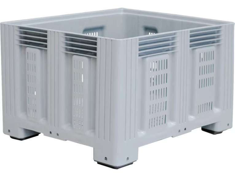 Контейнер 1200х1000х758 перфорированный, на ножках серый Контейнер 1200х1000х758 перфорированный, на ножках серый