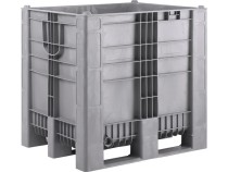 BoxPallet 1200х1000х1140 сплошной, на 3-х полозьях серый