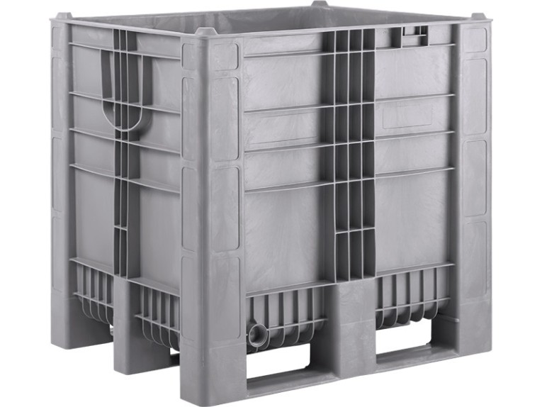 BoxPallet 1200х1000х1140 сплошной, на 3-х полозьях серый 