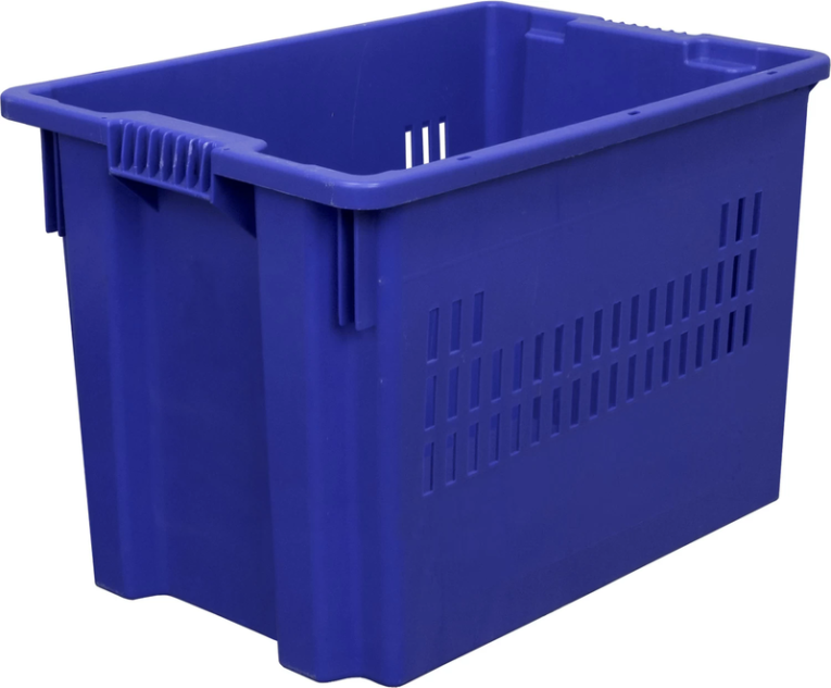 Ящик 600х400х400 дно сплошное, стенки перфорированные синий  Ящик 600х400х400 дно сплошное, стенки перфорированные синий