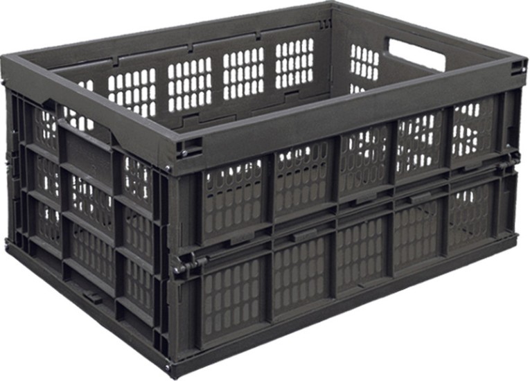 Ящик 535х350х272 складной перфорированный, чёрный 