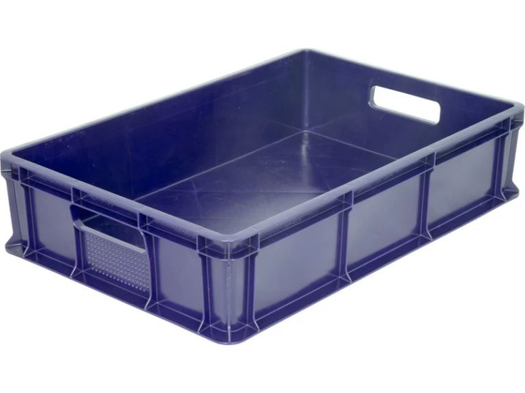 Ящик 600х400х140 мм сплошной с ручками синий  Ящик 600х400х140 мм сплошной с ручками синий