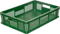 Ящик 600х400х140 мм перфорированный с ручками зеленый