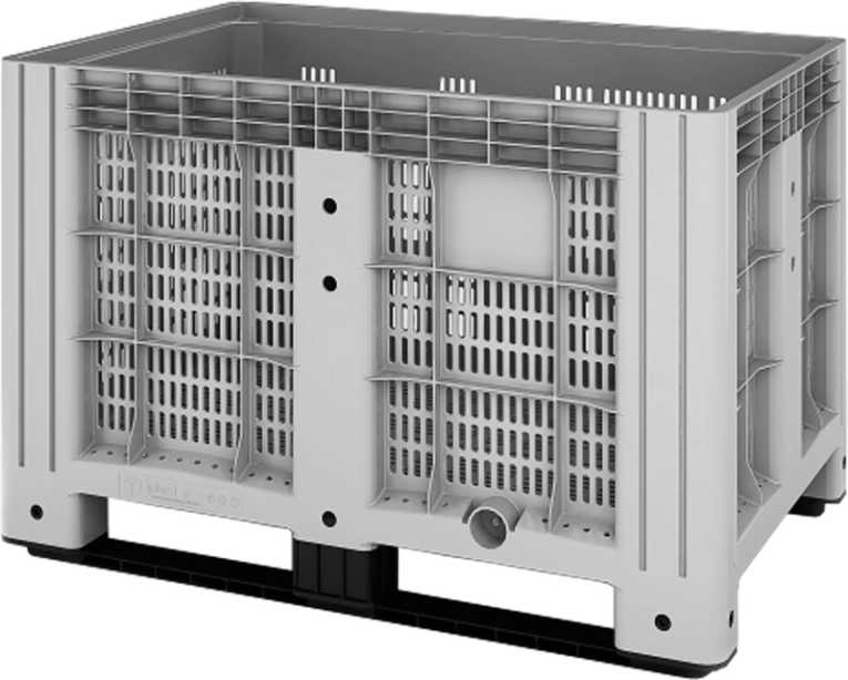 Контейнер 1200х800х800 мм перфорированный серый на полозьях 