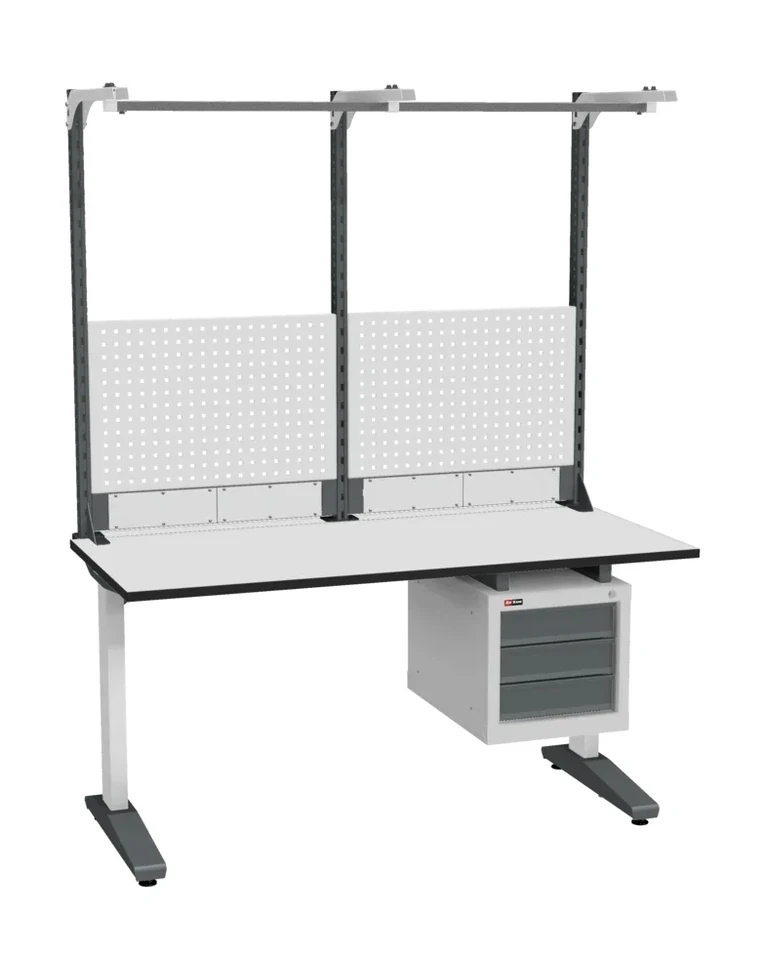 Стол монтажный ДиКом СР-150-01, ESD Thermopal, нерегулируемый, экран Э2, с подвесной тумбой 