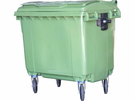 Мусорный контейнер п/э 660л. на колёсах, с крышкой цв. зелёный
