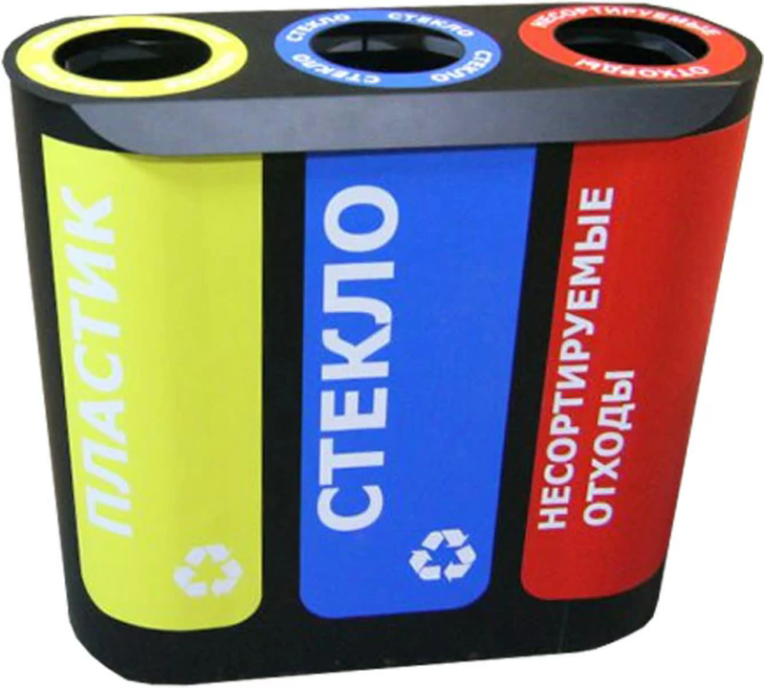 Урна для раздельного сбора мусора Альтернатива-3 с наклейками  Урна для раздельного сбора мусора Альтернатива-3 с наклейками