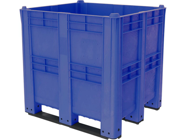 BoxPallet 1300х1150х1250 сплошной, на 3 полозьях синий 