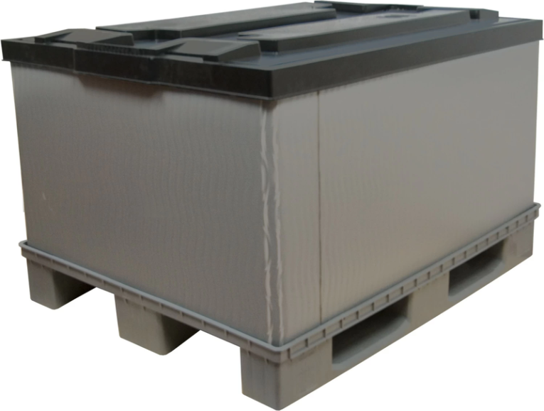 Контейнер 1200х800х860 мм сплошной разборный на п/паллет серый 