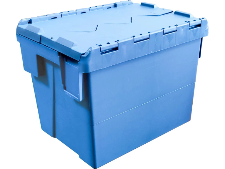 Ящик 400х300х306 сплошной, с крышкой синий 