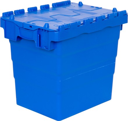Ящик 400х300х365 сплошной синий с крышкой