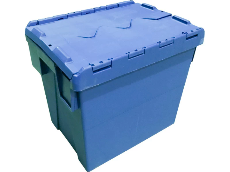 Ящик 400х300х356 сплошной, с крышкой синий  Ящик 400х300х356 сплошной, с крышкой синий