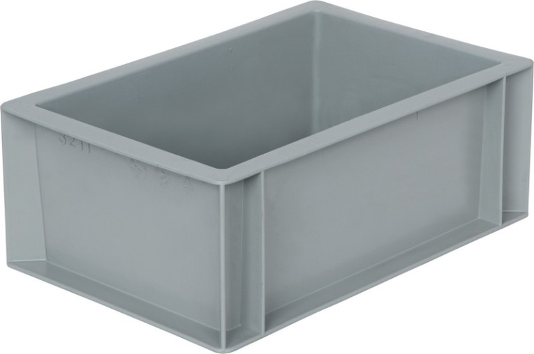 Ящик 300х200х120 сплошной, без ручек, гладкое дно, серый B-3211 