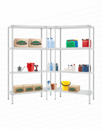 Стеллаж угловой 2000х1500х1500 (4 яруса глубиной 300мм) Стеллаж угловой 2000х1500х1500 (4 яруса глубиной 300мм)