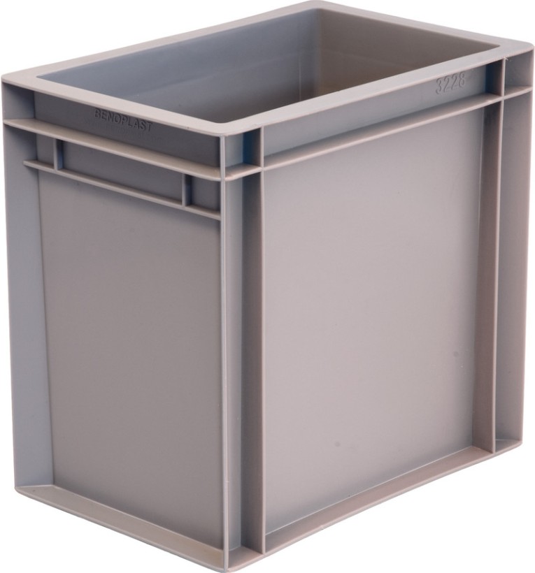 Ящик 300х200х290 сплошной, без ручек, гладкое дно, серый B-3228 