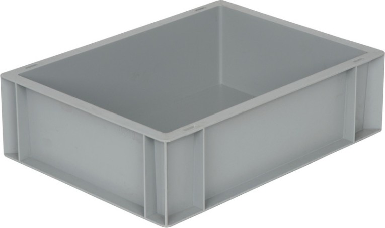 Ящик 400х300х120 сплошной, без ручек, гладкое дно, серый B-4311  Ящик 400х300х120 сплошной, без ручек, гладкое дно, серый B-4311