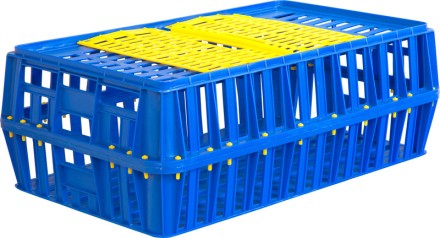 Ящик для перевозки живой птицы 850х500х300 мороз. перфорированный синий