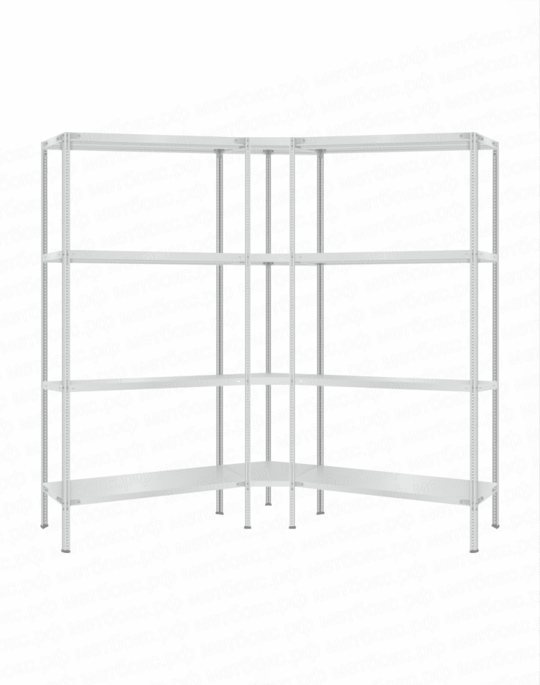 Стеллаж угловой 2000х1600х1600 (4 яруса глубиной 400мм)  Стеллаж угловой 2000х1600х1600 (4 яруса глубиной 400мм)