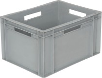 Ящик 400х300х230 сплошной,с ручками,гладкое дно, серый B-4322
