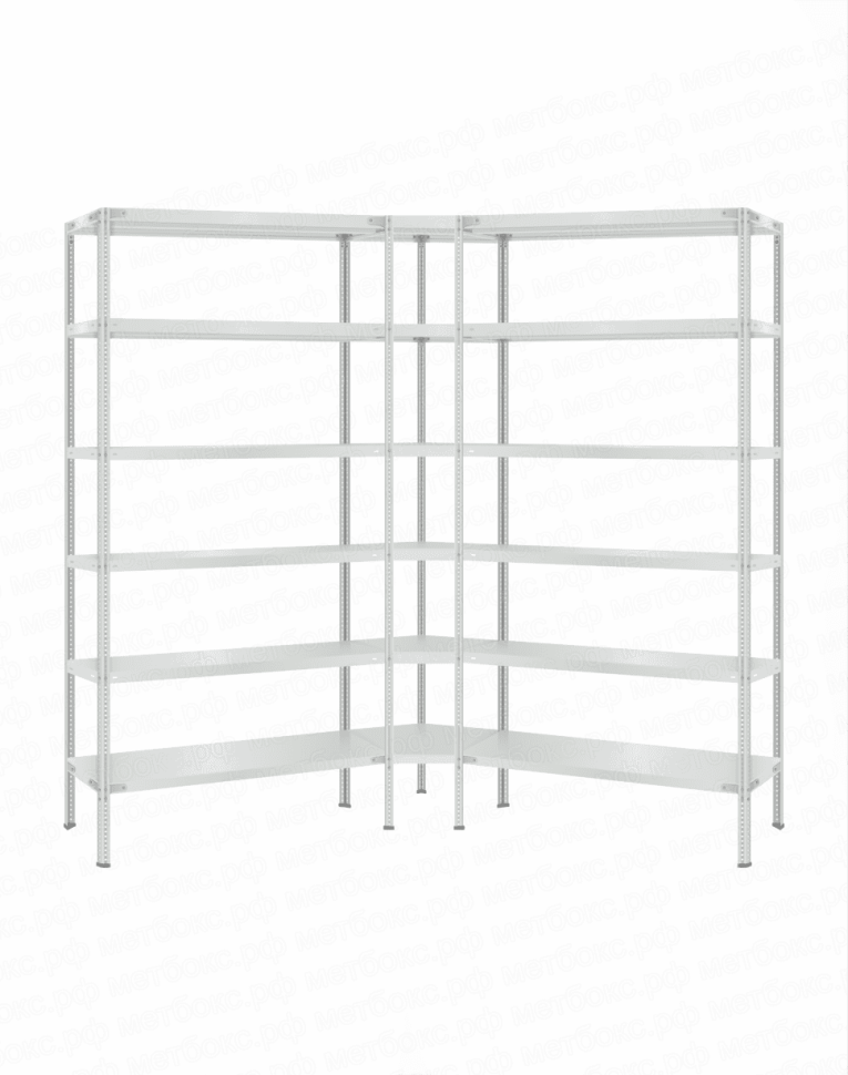 Стеллаж угловой 2000х1600х1600 (6 ярусов глубиной 400мм) 