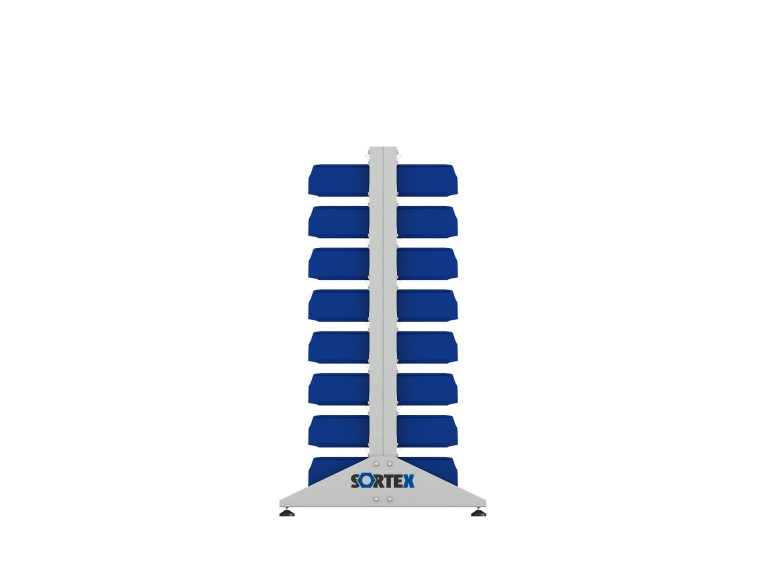 Стеллаж для пластиковых лотков SORTEX двухсторонний 1500x1000x800.02  Стеллаж для пластиковых лотков SORTEX двухсторонний 1500x1000x800.02