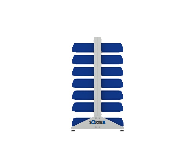 Стеллаж для пластиковых лотков SORTEX двухсторонний 1500x1000x800.03  Стеллаж для пластиковых лотков SORTEX двухсторонний 1500x1000x800.03