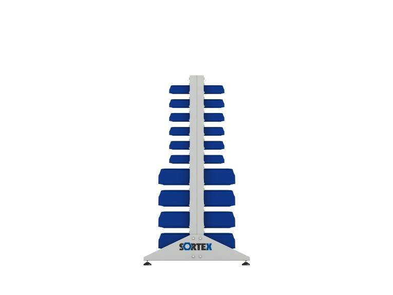 Стеллаж для пластиковых лотков SORTEX двухсторонний 1500x1000x800.04  Стеллаж для пластиковых лотков SORTEX двухсторонний 1500x1000x800.04