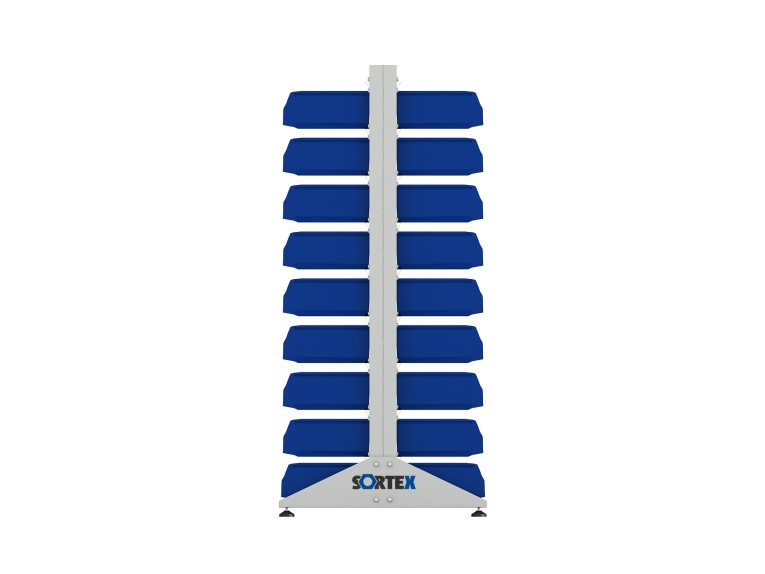 Стеллаж для пластиковых лотков SORTEX двухсторонний 1800x1000x800.03  Стеллаж для пластиковых лотков SORTEX двухсторонний 1800x1000x800.03