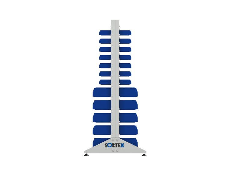 Стеллаж для пластиковых лотков SORTEX двухсторонний 1800x1000x800.04 Стеллаж для пластиковых лотков SORTEX двухсторонний 1800x1000x800.04