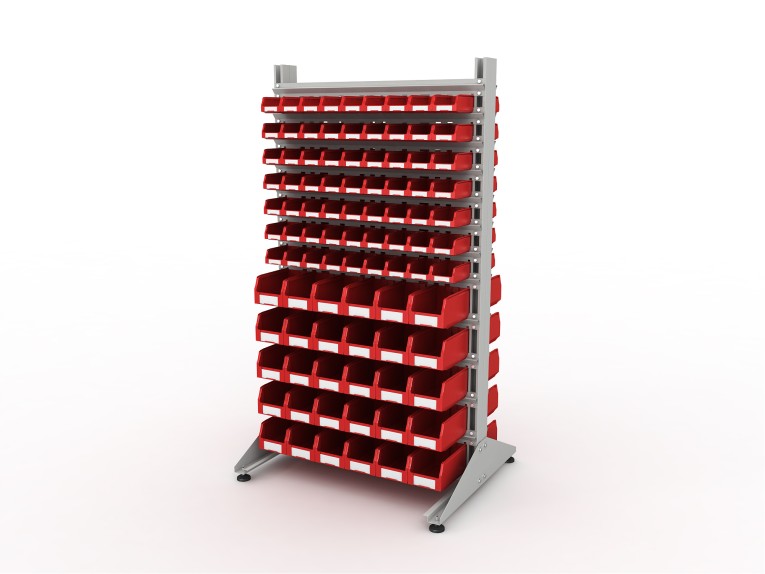 Стеллаж для пластиковых лотков SORTEX двухсторонний 1800x1000x800.04 Стеллаж для пластиковых лотков SORTEX двухсторонний 1800x1000x800.04