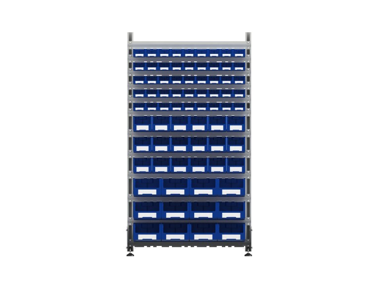 Стеллаж для пластиковых лотков SORTEX двухсторонний 1800x1000x800.06 Стеллаж для пластиковых лотков SORTEX двухсторонний 1800x1000x800.06