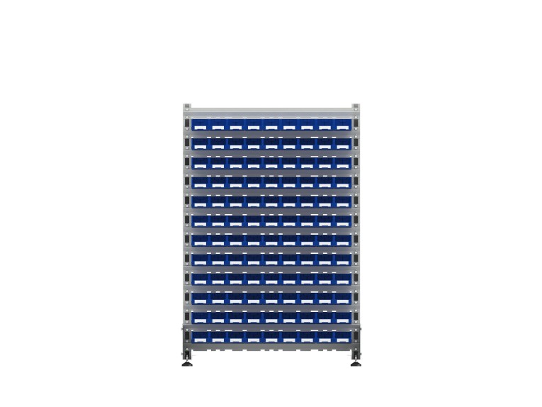 Стеллаж для пластиковых лотков SORTEX односторонний 1500x1000x450.01  Стеллаж для пластиковых лотков SORTEX односторонний 1500x1000x450.01