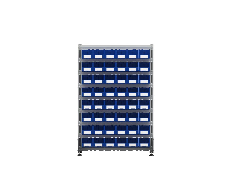 Стеллаж для пластиковых лотков SORTEX односторонний 1500x1000x450.02  Стеллаж для пластиковых лотков SORTEX односторонний 1500x1000x450.02