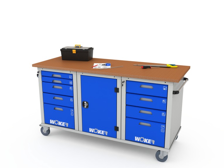 Верстак мобильный трехтумбовый WOKER PRO 3514.1800 