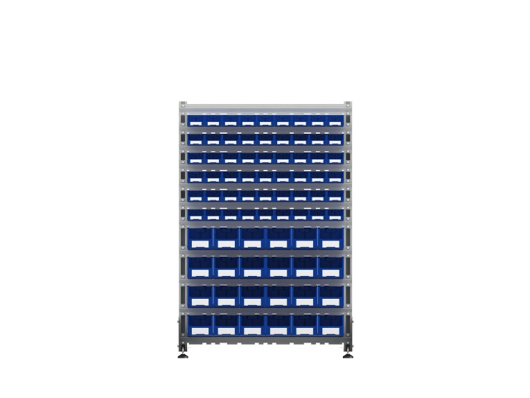 Стеллаж для пластиковых лотков SORTEX односторонний 1500x1000x450.04  Стеллаж для пластиковых лотков SORTEX односторонний 1500x1000x450.04