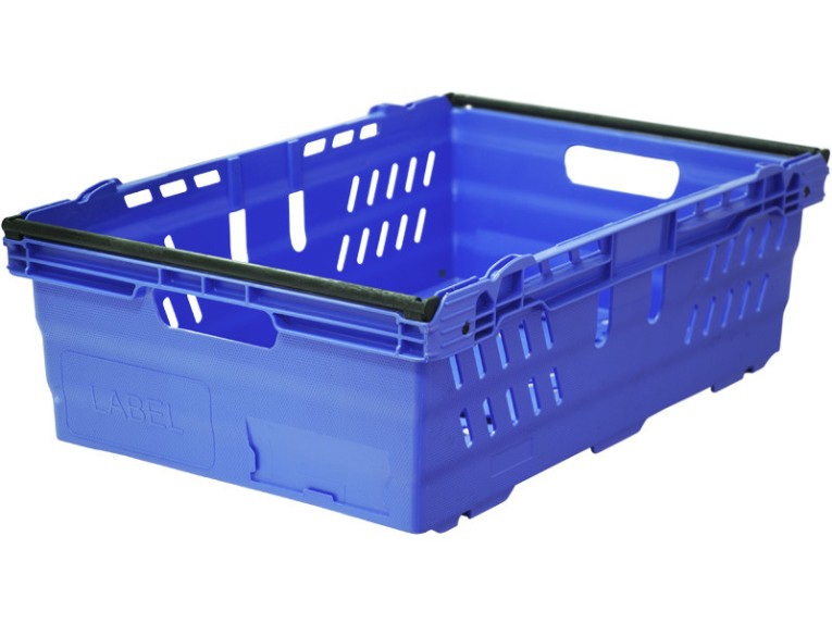 Ящик 600х400х197 со складываемыми ручками синий 