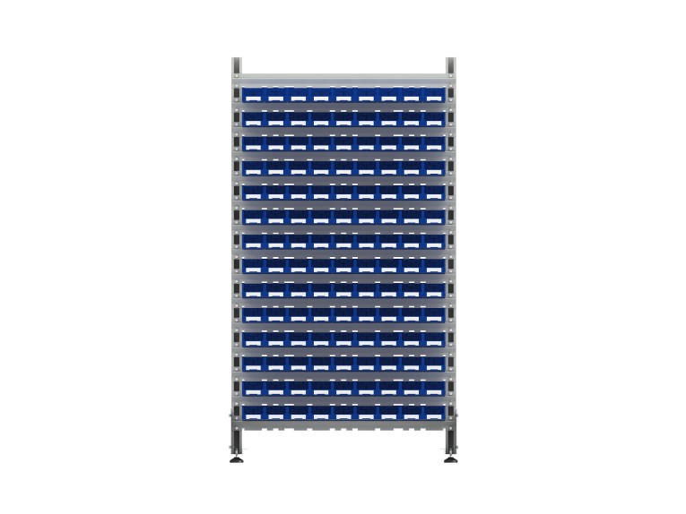 Стеллаж для пластиковых лотков SORTEX односторонний 1800x1000x450.01  Стеллаж для пластиковых лотков SORTEX односторонний 1800x1000x450.01
