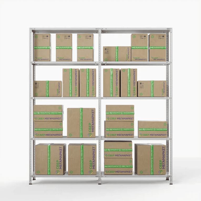 Стеллаж ПВЗ Сбер 2000х2000х400 5 полок  Стеллаж ПВЗ Сбер 2000х2000х400 5 полок