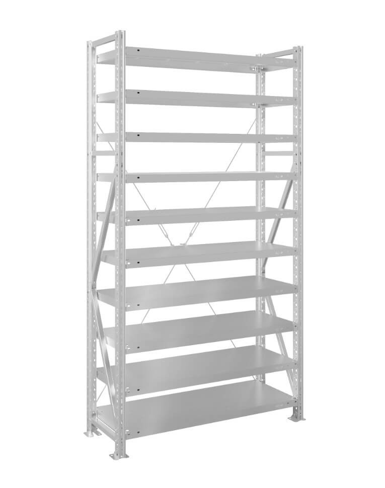 Стеллаж MS U 2500x700x600 10 полок (200 кг, металл) 