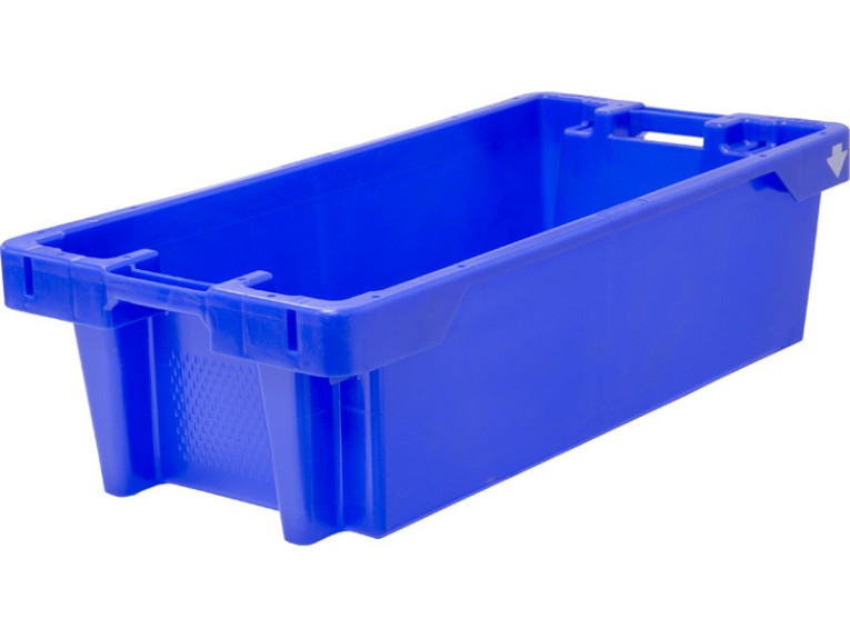 Ящик рыбный 800х400х225 конусный 25 кг/40 л с дренажными отверстиями синий 81650300  Ящик рыбный 800х400х225 конусный 25 кг/40 л с дренажными отверстиями синий 81650300