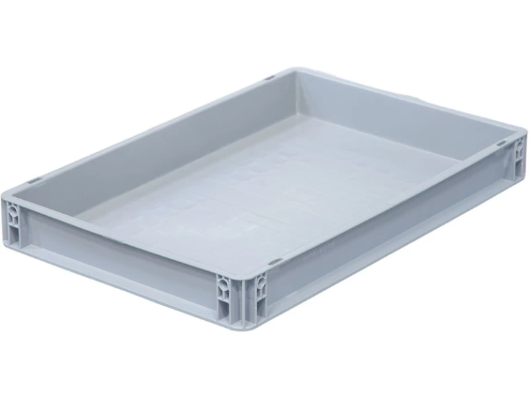 Ящик 600х400х75 сплошной, усиленное дно, цв. серый 