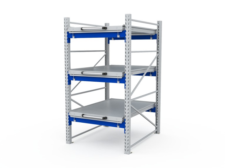 Стеллаж с выкатными платформами S-HEAVY 1000/900 (3 яруса хранения) 