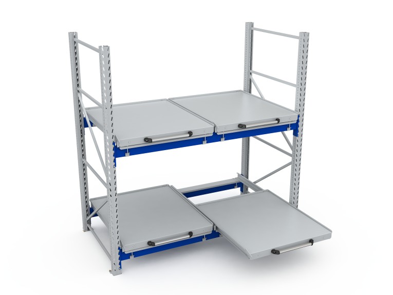Стеллаж с выкатными платформами S-HEAVY 500 (2 яруса хранения) 