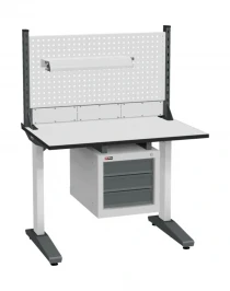 Стол монтажный ДиКом СР-100-01, ESD Thermopal, нерегулируемый, экран Э1, с подвесной тумбой, со светильником